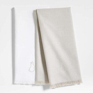 Crate & Barrel Easter Bunny Organic Cotton Dish Towels Set of 2